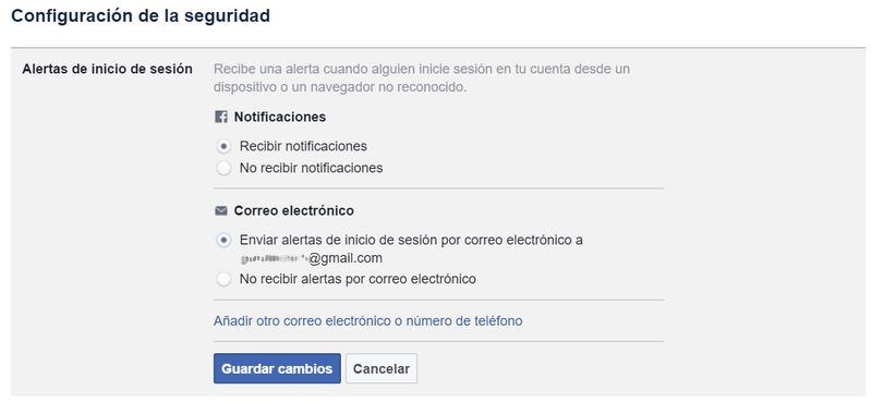 facebook seguridad configuración