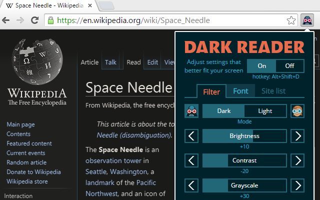 chrome store dark reader