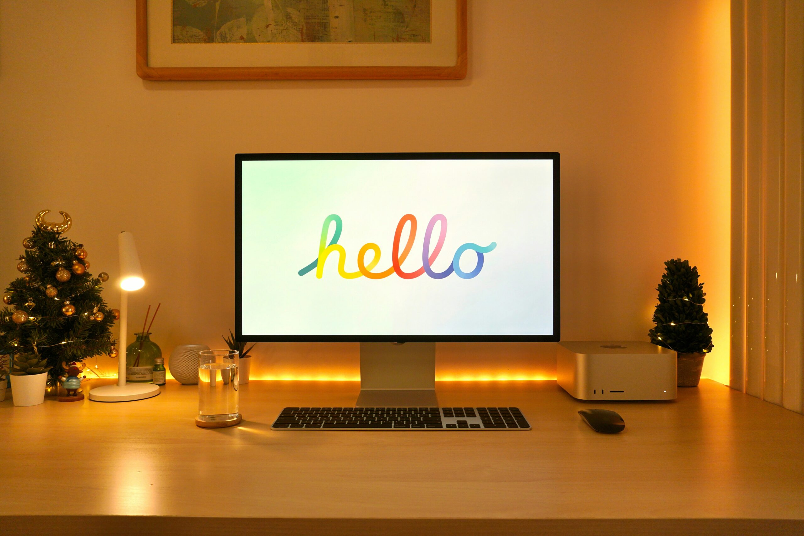 a desktop computer sitting