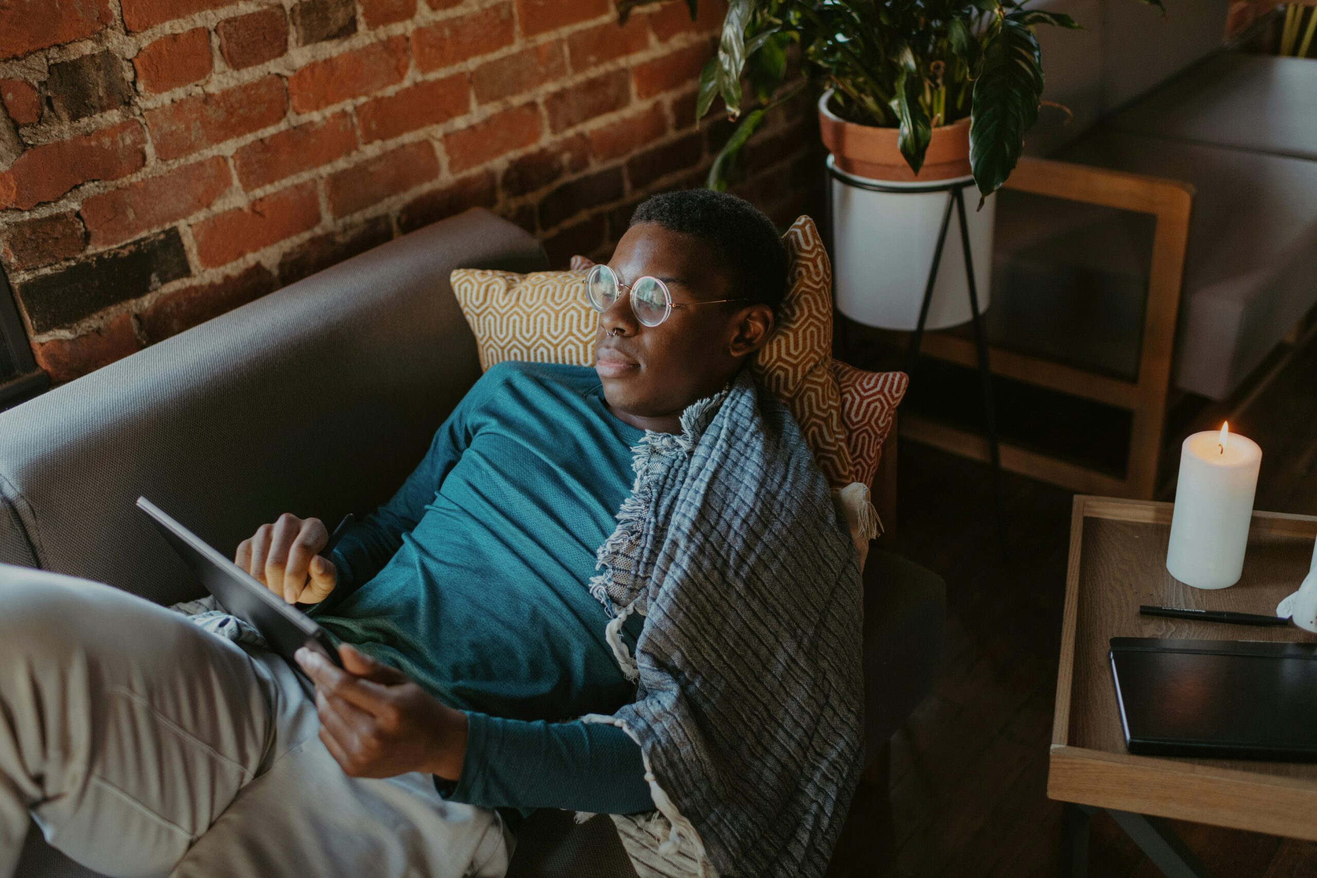 a man sitting on
