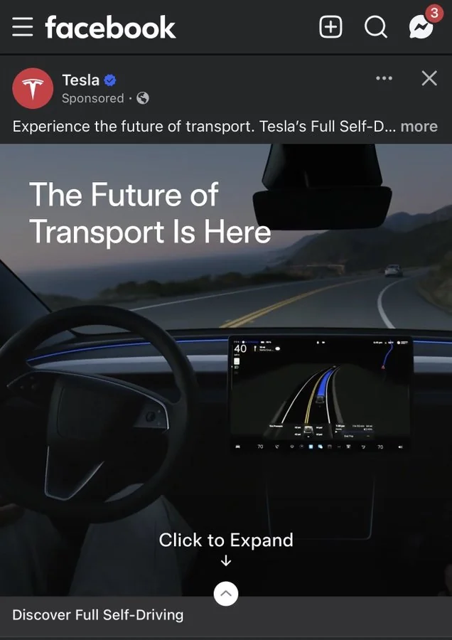 Tesla publicidad Facebook