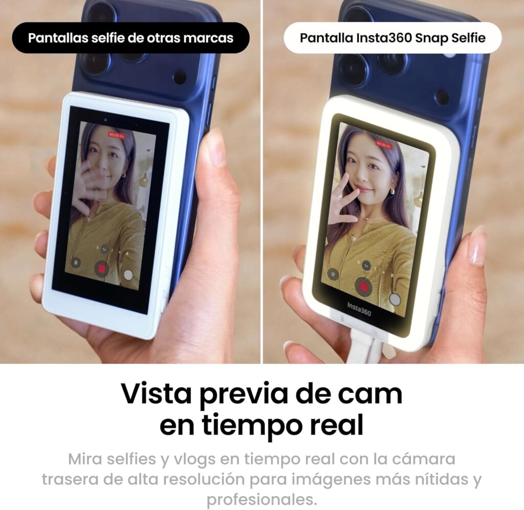 Insta360 Snap: El espejo inteligente de 86 € que humilla a las cámaras selfie de los móviles de 1.500 € 2 Insta360 Snap Pantalla Selfie con luz 1