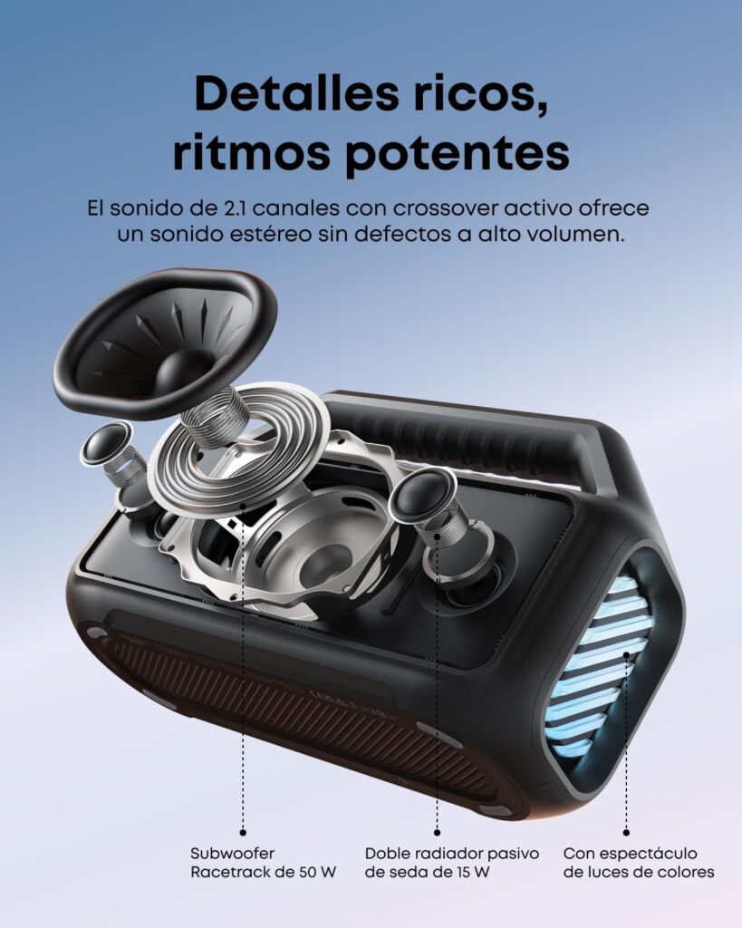 El altavoz Bluetooth Soundcore Boom 2 de 80W cae un 38% en Amazon 1 Soundcore Altavoz Bluetooth Potente Boom 2 oferta 1