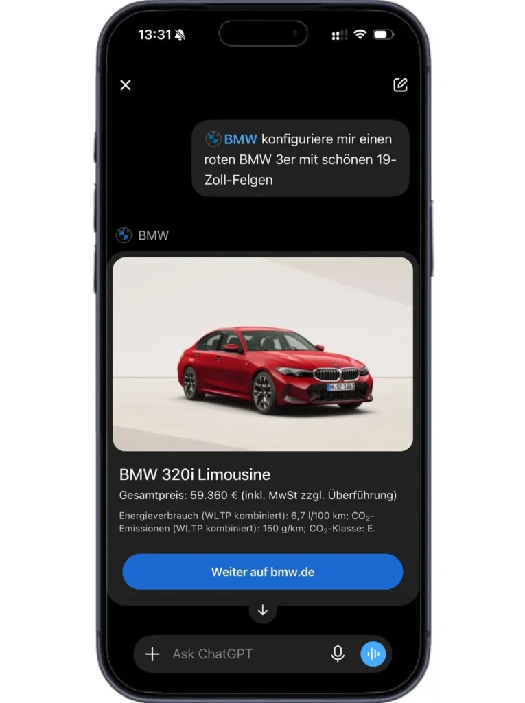 El concesionario del futuro: BMW lanza un plugin de ChatGPT para configurar y comprar tu coche ideal hablando con la IA 1 BMW ChatGPT