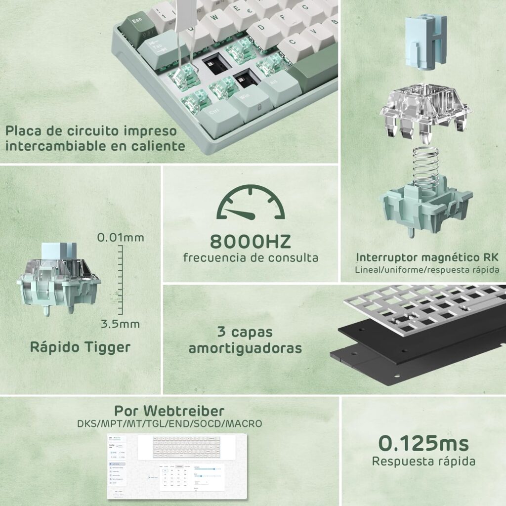 ¡Ofertaca en Amazon! El teclado magnético RK C68 con efecto Hall y Rapid Trigger se desploma a 47 euros 3 RK ROYAL KLUDGE C68 1