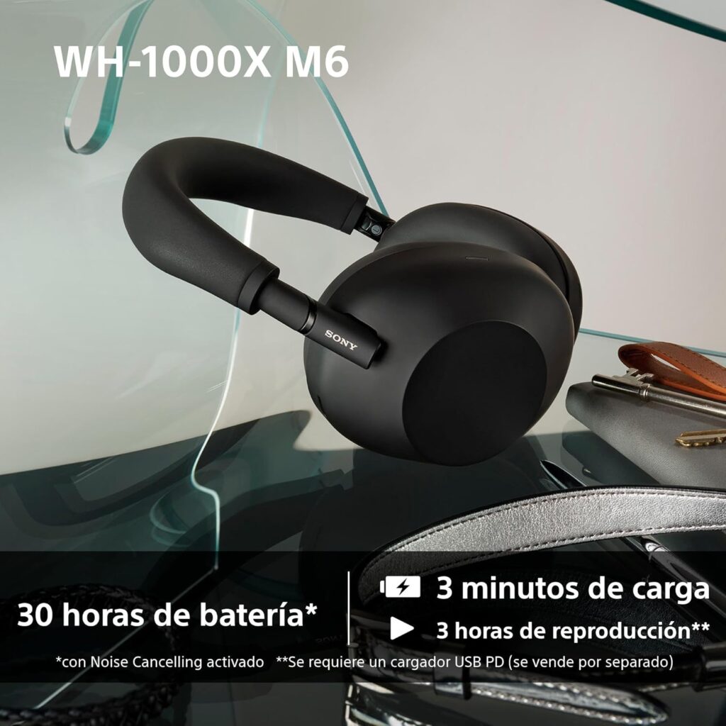 El rey del silencio rompe el mercado: Los Sony WH-1000XM6 se desploman en Amazon con un 29% de descuento 2 Sony WH 1000XM6 bateria 1