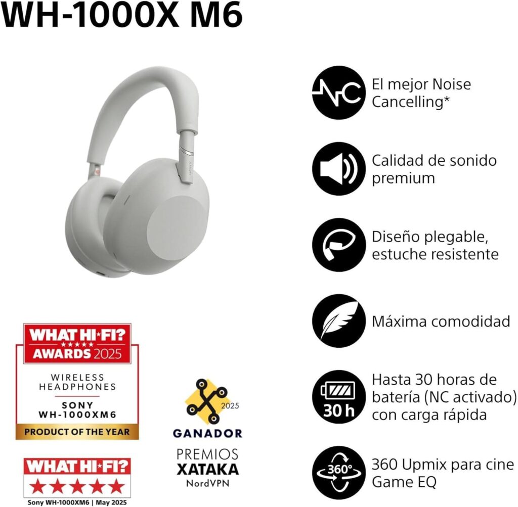 El rey del silencio rompe el mercado: Los Sony WH-1000XM6 se desploman en Amazon con un 29% de descuento 1 Sony WH 1000XM6 oferta 1