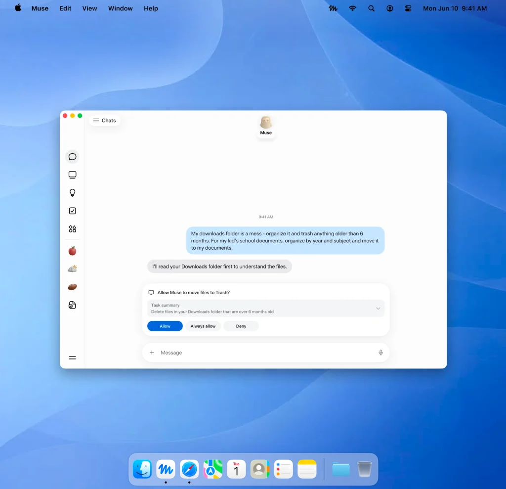 Meta despliega Muse en macOS: El agente de inteligencia artificial que promete dominar tu Mac (y poner a prueba tu privacidad) 1 Muse Mac App